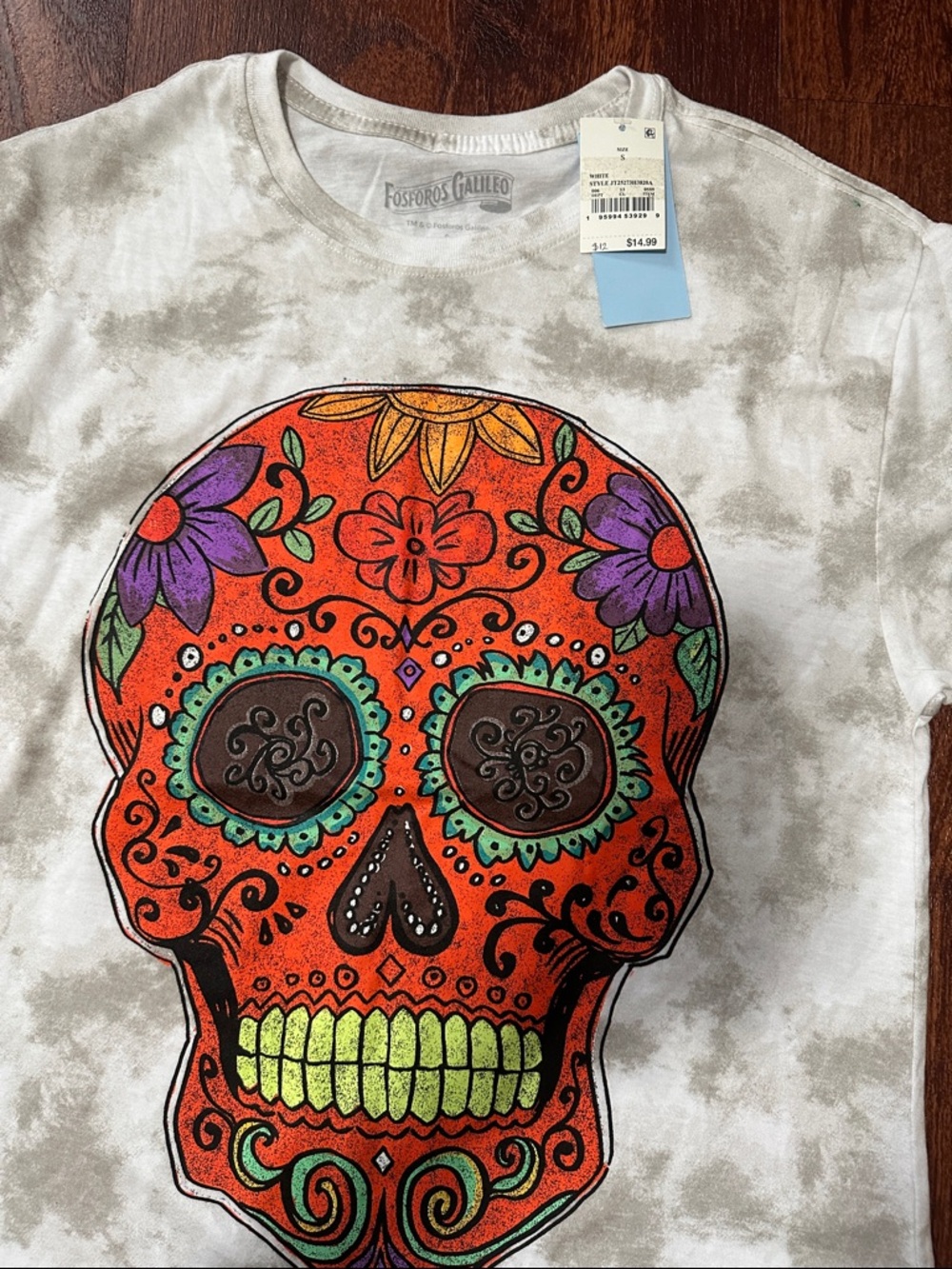 Women’s Orange Sugar Skull Graphic Jersey Tee by
